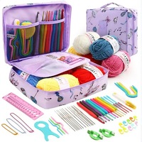 59 pièces débutant Crochet ensemble complet bricolage matériel paquet Portable sac de rangement avec Laine Pour tricot laine fil costume