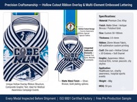 Médaille de course personnalisée en alliage de zinc, gravée au laser, avec ruban de sensibilisation creux, finition argent poli, émail souple, pour événement caritatif de santé