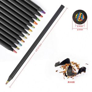 Proveedor de Arte, Lápices Redondos de Madera Negra, 12 Colores en 1, Lápices de Colores Arcoíris, Juego Multicolor para Libros de Colorear - Product Image 4