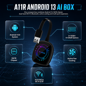 อะแดปเตอร์ CarPlay ไร้สาย AI Box A11R ชิปเซ็ต Android 13 H618 พร้อมพัดลมระบายความร้อนในตัว - Product Image 5