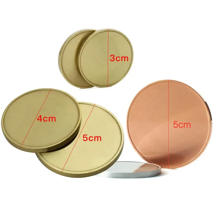 Custom logo gold silver copper solid brass engravable metal 30mm 40mm 50mm blank challenge coin for laser engraving