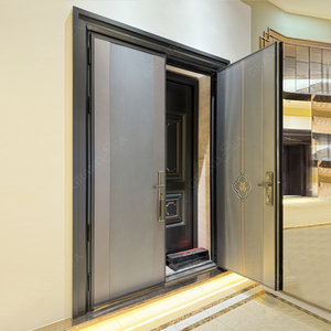 Portes <span class=keywords><strong>d</strong></span>'<span class=keywords><strong>entrée</strong></span> modernes en acier noir de style italien, blindées, à <span class=keywords><strong>points</strong></span> de verrouillage multiples, pour villa ou appartement - Product Image 1