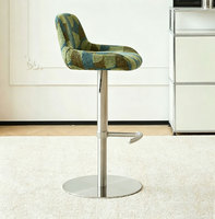 Tabouret de bar moderne et minimaliste en tissu, pivotant et réglable en hauteur, chaise d'îlot à pieds hauts en acier inoxydable, pour usage commercial, chaise de salle à manger et de bar