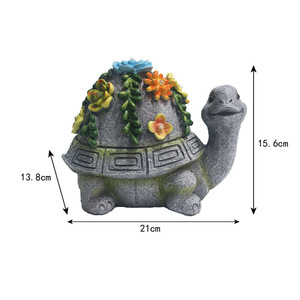 Lampe solaire en forme de tortue, statue de jardin en résine, ornement décoratif d'extérieur pour patio, pots de fleurs - Product Image 2