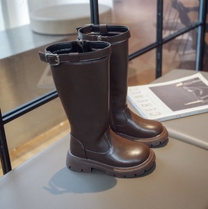 Bottes de printemps pour filles, bottes en cuir à tige haute, chaussures à fermeture éclair pour enfants, chaussures mi-mollet, chaussures d'hiver pour bébés filles - Product Image 3