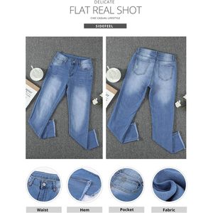 Sidefeel, pantalones vaqueros acampanados de calle alta para mujer, talla XL, elásticos, rasgados, desgastados, Zimbaplatinum, pantalones vaqueros transpirables - Product Image 3