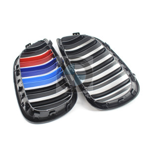 Parrilla Delantera para BMW E92 E93 2006-2009, Negro Brillante, Doble Línea, Tricolor, Mejora de Parachoques, Plástico ABS - Product Image 4
