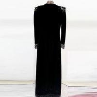Robes pour femmes, robe élégante et modeste avec pierres précieuses et strass, manches longues, robe de soirée formelle pour femmes, robe de soirée glamour