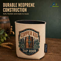 Manchon isotherme pliable en néoprène de 12 oz pour canette, avec logo personnalisé, pour garder au frais, imprimé avec badge de bière artisanale vintage, pour brasserie
