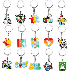 Porte-clés 2D en PVC populaires, breloques de chaussures en silicone gaufré, mousquetons en caoutchouc PVC, porte-clés de style académie de badminton en dessin animé - Product Image 1