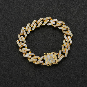 13Mm Tongue Button Head Rhombus Cuban <b>Bracelet</b>, Single Row Full of Zirconium Hip-hop <b>Bracelet</b> Tanjing Fashion Lijing Necklace - Product Image 3