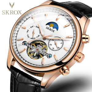 SKrox B correa de cuero genuino reloj de marca de lujo para hombre Relojes Hombre regalo OEM Tourbillon esqueleto relojes mecánicos automáticos - Product Image 1
