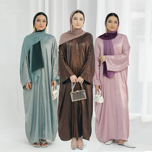 2024 Roupas Muçulmanas Tradicionais Novo Muçulmano Abaya Shinny Poliéster <span class=keywords><strong>Cardigan</strong></span> Abaya Mulheres Vestido Senhoras Modesto Abaya - Product Image 2
