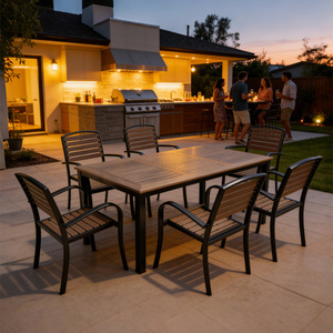 Juego de Mesa y Sillas de Patio de Hierro Moderno de Alta Calidad para Exteriores, Capacidad para 6 Personas, Marca RunZhou, Venta al Por Mayor de Fábrica - Product Image 5
