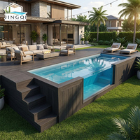 Piscine familiale hors sol en fibre de verre et acrylique, jacuzzi transparent extérieur, design exclusif pour resort et spa