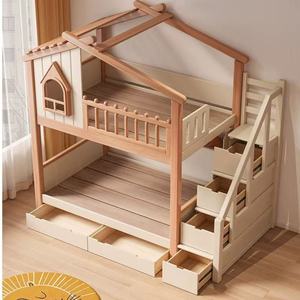 JINS Letto a soppalco in legno massello dal design moderno a casetta sull'albero per bambini 0-3 anni, con scivoli, personalizzabile per la cameretta - Product Image 2