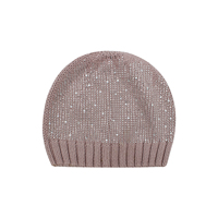 Bonnet en tricot côtelé avec pompon, bonnet d'hiver thermique scintillant avec strass pour femme, accent en fausse fourrure, logo personnalisé, idéal pour le froid