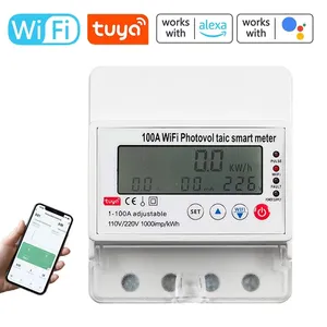 Wifi Three Phase Bi-directional PV Solar Tuya Smart Energy Monitor Switch 100A 220V 50/60hz 110V KWh Energy Meter