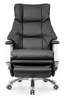 Chaise de bureau de direction haut de gamme en cuir véritable moderne avec fonction massage, hauteur réglable, base pivotante, pieds coniques en bois