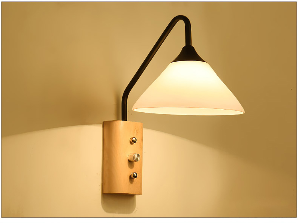 Hot Selling  Glass Solid Wood Led Wall Lights Indoor Wooden Wall Lamp Decorative For Hotel