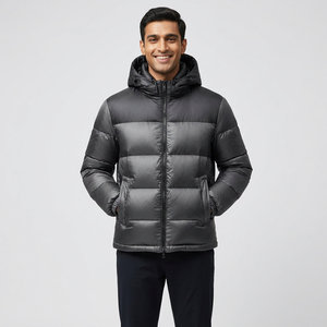 <b>Men's</b> Custom Logo <b>Winter</b> Puffer Coat Formal AutumnWinter <b>Jacket</b> Zipper Closure <b>Waterproof</b> Canvas Fabric Overcoat Warm Clothing - Product Image 1