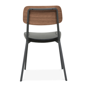 Ghế ăn xếp chồng retro với ghế đệm màu đen ghế da tổng hợp và tựa lưng gỗ dán cho quán cà phê hiện đại Nhà Hàng Quán Rượu - Product Image 6