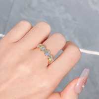 Anelli di fidanzamento da donna in oro giallo 18 carati con diamanti da laboratorio, stile semplice, vintage, a bolle, di alta qualità