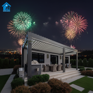 Pérgola Exterior de Aluminio para <span class=keywords><strong>Villa</strong></span>, Techo de Láminas Ajustables, Impermeable, Gazebo para Patio y Jardín, Toldo de Protección Solar, Estructura Bioclimática - Product Image 1