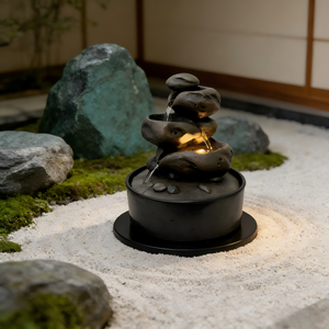 Fontaine d'eau de table en pierre de <span class=keywords><strong>rivière</strong></span> empilée avec lumière LED - Product Image 5