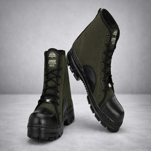 Bottes décontractées en cuir véritable à tige haute pour hommes, design à lacets durable, bottes de marche en plein air, semelle en caoutchouc antidérapante - Product Image 4
