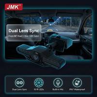 Caméra de vision nocturne étanche JMK avec LED, micro intégré, double objectif avant-arrière AHD pour la surveillance des flottes de taxis, bus et camions