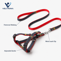Harnais et laisse pour chien, ensemble en denim double face rouge avec surpiqûres jaunes pour chiens de petite, moyenne et grande taille