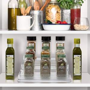 Household Kitchen Storage Rack Pantry Ladder <b>Shelf</b> Organizer Cabinet Holder <b>Acrylic</b> Clear 3 Tier Step Seasoning Spice Rack - Product Image 6