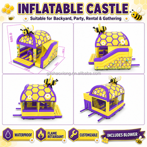 Castillo Inflable Comercial con Tobogán y Temática de Abejas, Castillo Inflable para Niños con Soplador - Product Image 2