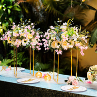 Support de fleurs rectangulaire en métal doré, colonne décorative pour mariage, événement, centre de table, décoration - Grande Vente