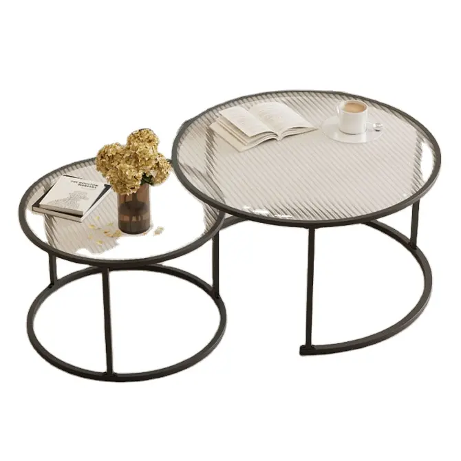 Vent nordique lumière luxe Changhong table à thé en verre Table à thé ronde verre trempé simple salon table basse