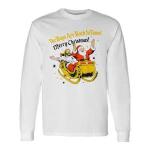 Camiseta de manga larga navideña The Boys Are Back In Town, unisex para adultos, cuello redondo, estampada con serigrafía, camiseta promocional - Product Image 1