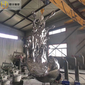 Jiahua Stainless Steel Wave Sculpture Large Outdoor Abstract Mirror Metal Garden Decoration Floor Mount Handmade - Product Image 4