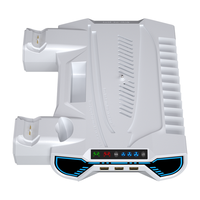 Support de ventilateur silencieux pour console PS5, station de charge rapide pour manette P5 avec support pour casque, organisateur de 12 jeux sur disque