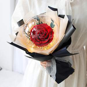 Regalo del Día de San Valentín 2024 rosas eternas globo Mini ramo boda acrílico un Grado Gran ramo de rosas preservadas para el Día de la madre - Product Image 3
