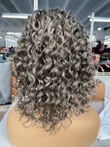 Parrucche a Bob corta con chiusura 5x5 in pizzo con sale e pepe Color grigio argento parrucche per <span class=keywords><strong>capelli</strong></span> umani - Product Image 6