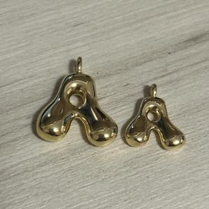 Perles en forme de lettres de l'alphabet en or véritable plaqué A~z, breloques initiales, pendentif en forme de lettre bulle pour porte-clés DIY, pour collier - Product Image 4