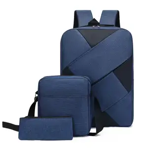高品质牛津通用串行总线充电学生背包套装3合1书包3件