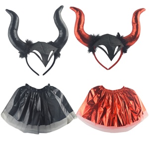 Children's Performance <strong>Costume</strong> <strong>Devil</strong> Horn <strong>Costume</strong> <strong>Red</strong> <strong>Devil</strong> Horn Hairband Mesh Dress <strong>Halloween</strong> Cosplay <strong>Costume</strong> - Product Image 1