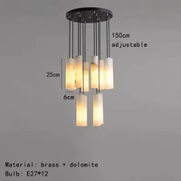Lustre suspendu LED en albâtre moderne pour salon, chambre à coucher, éclairage à tête unique, luminaires de luxe en marbre