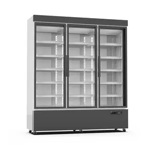 Supermercado bebidas frigorífico multi decks bebida vidro refrigerador garrafa água merchandising 3 porta geladeira