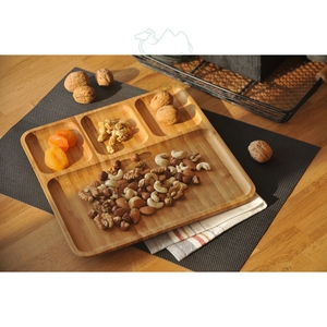 Assiettes à fruits divisées en bois de bambou - Product Image 5