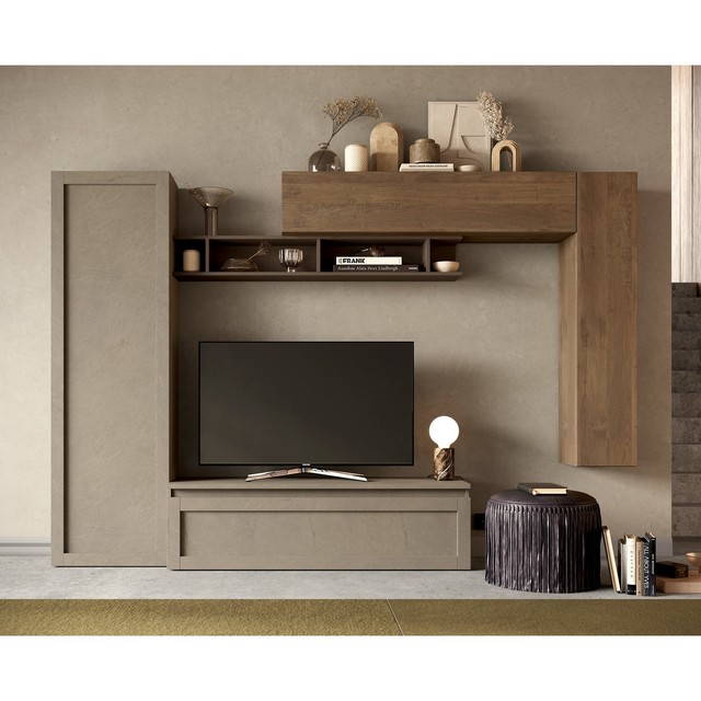 Living Room MOD. INFINITY 2.0 Minimalist Wood TV Stand with Storage-CLAY/BRONZE/MERCURE