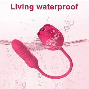 Vibratore XLN 2-in-1 per Punto G a Forma di Rosa per Donne, 10 Velocità, Funzione di Succhiamento e Leccamento, 100% Impermeabile, Ricaricabile USB, Morbido - Product Image 6