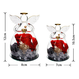 تخفيضات هائلة ملاك زجاج قبة زهور حقيقية محفوظة إلى الأبد هدايا فريدة لعيد الأم وعيد الميلاد وعيد الحب - Product Image 2